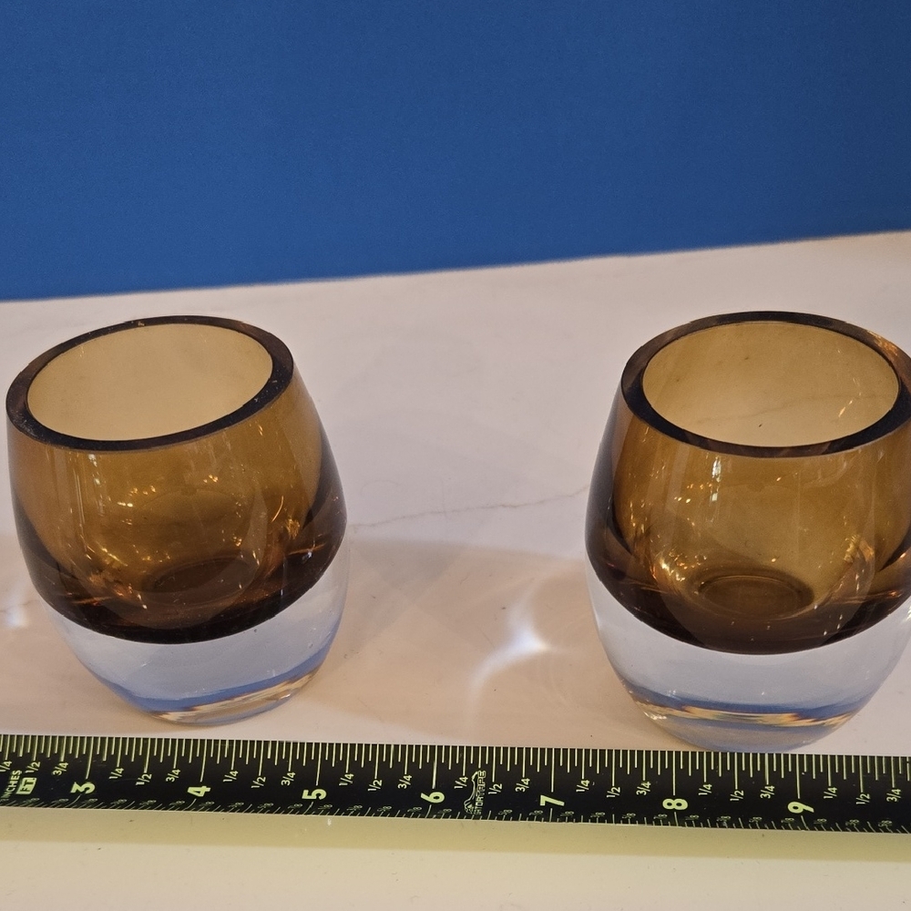 Mikasa Amber and Clear Glass Votive Holders